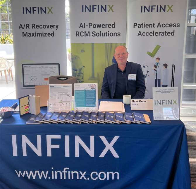 Infinx Tradeshow Event Booth A R Recovery Maximized AI-Powered RCM Solutions Patient Access Accelerated With Ron Kero Infinx Tradeshow Event Booth A R Recovery Maximized AI-Powered RCM Solutions Patient Access Accelerated With Ron Kero