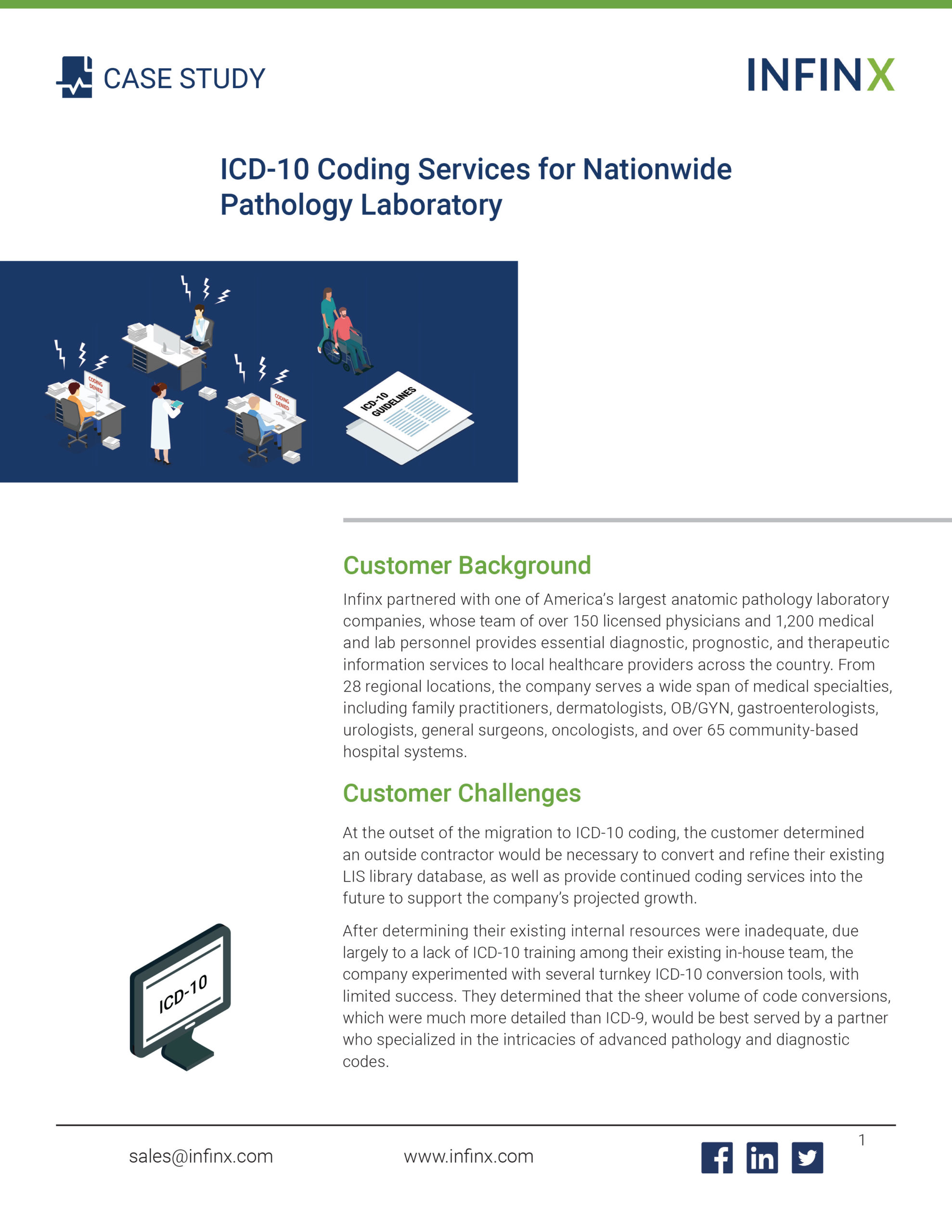 ICD10 Coding Services For Nationwide Pathology Laboratory Infinx