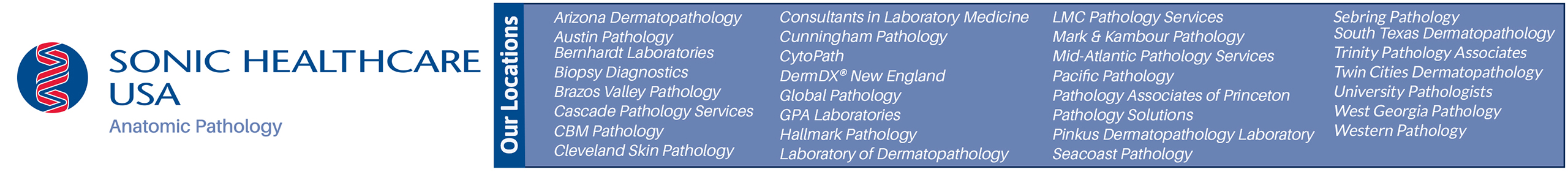 Infinx - Partner - Aurora Diagnostics Sonic Healthcare - Logo with Locations