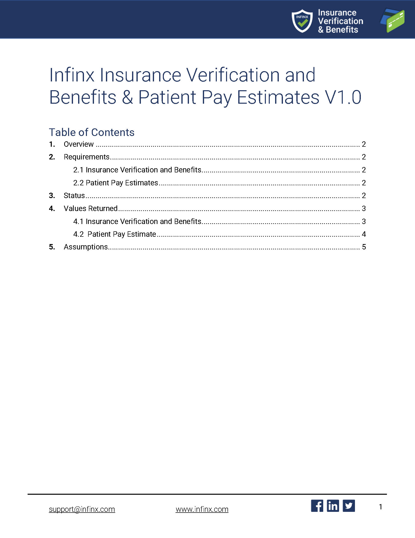 Infinx - Insurance Verification and Benefits & PPE - April 2021 1