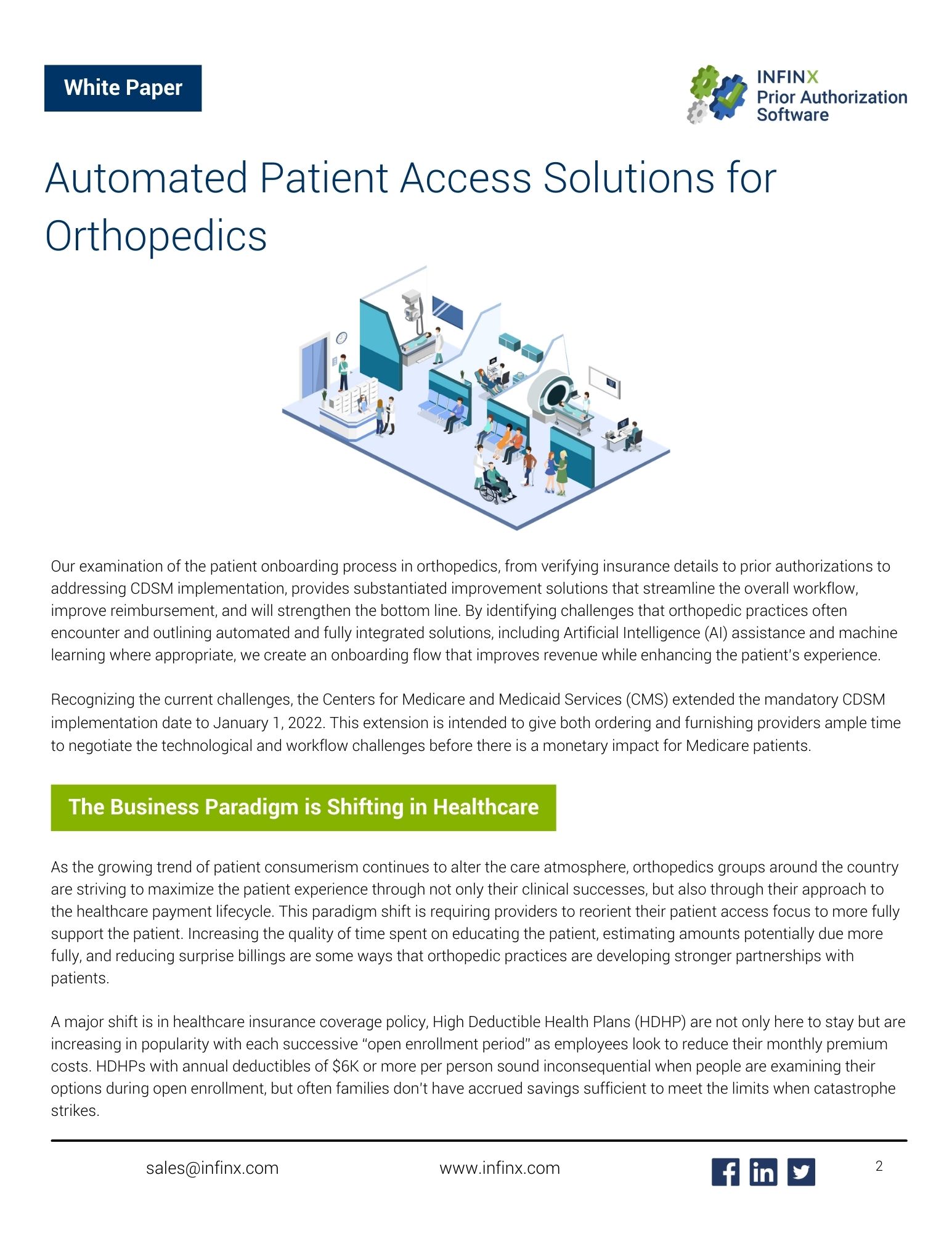 Infinx - White Paper - Automated Patient Access Solutions for Orthopedics - May 2021 2
