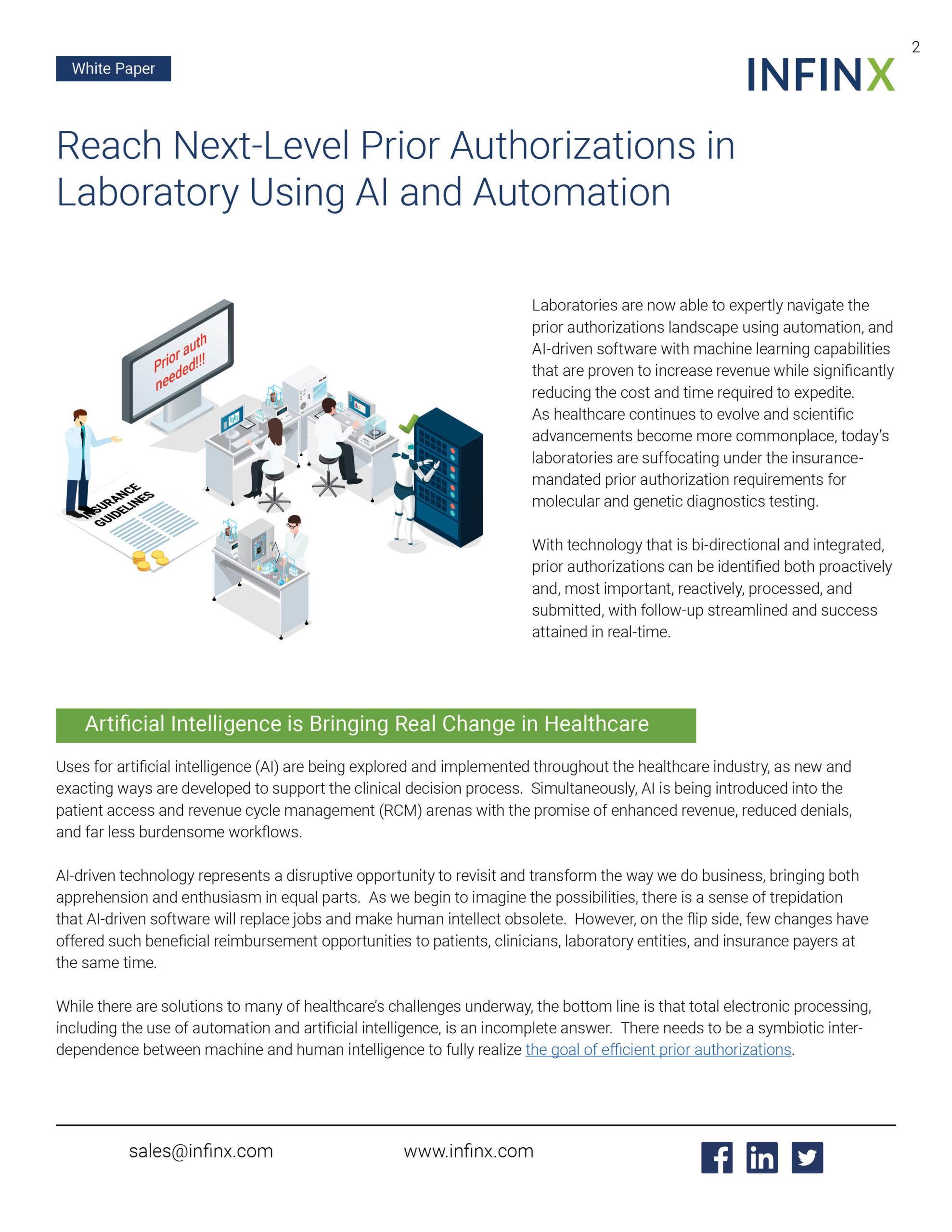Infinx - White Paper - Reach Next-Level Prior Authorizations in Laboratory Using AI and Automation June2021 2