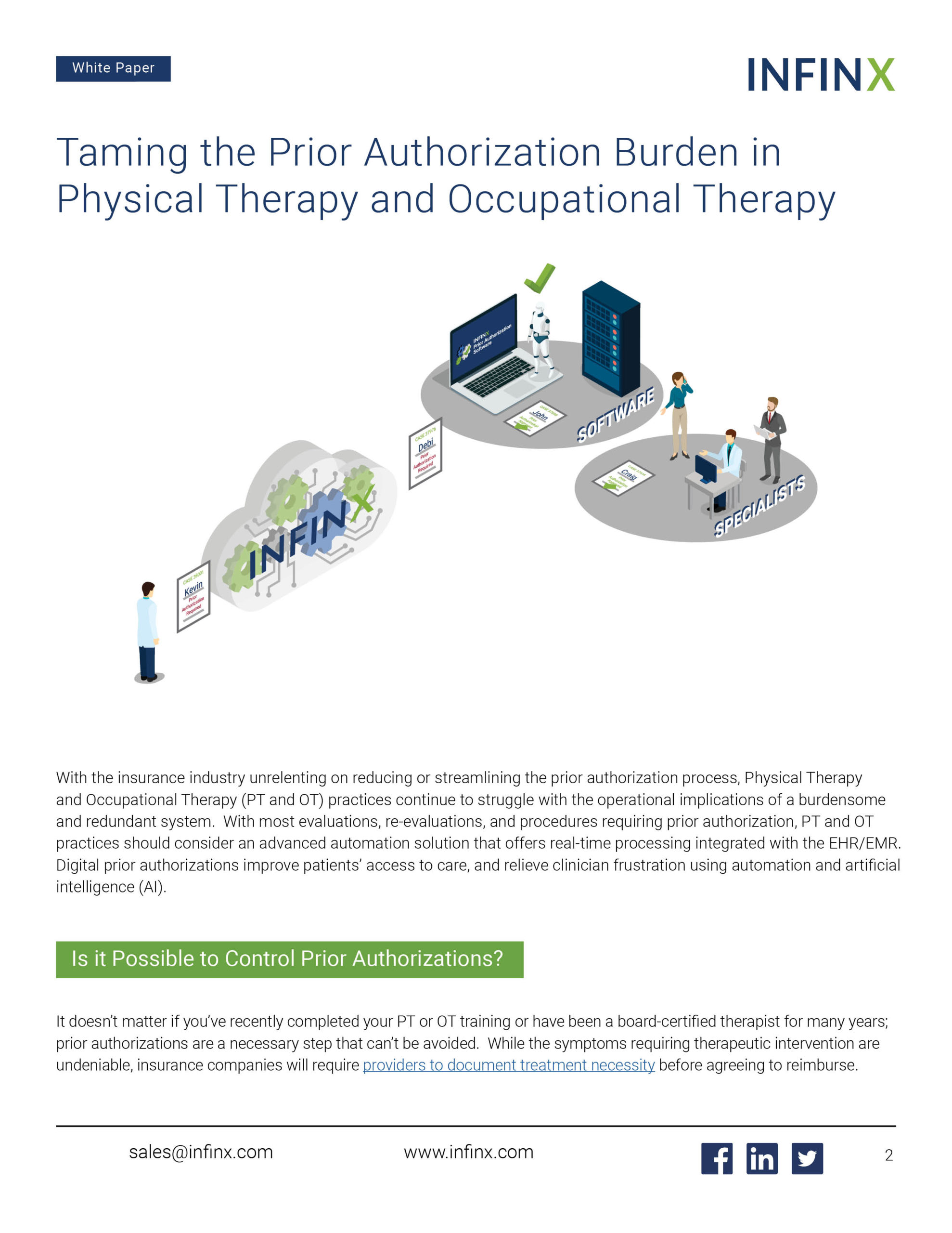 Infinx - White Paper - Taming the Prior Authorization Burden in Physical Therapy and Occupational Therapy June2021 2