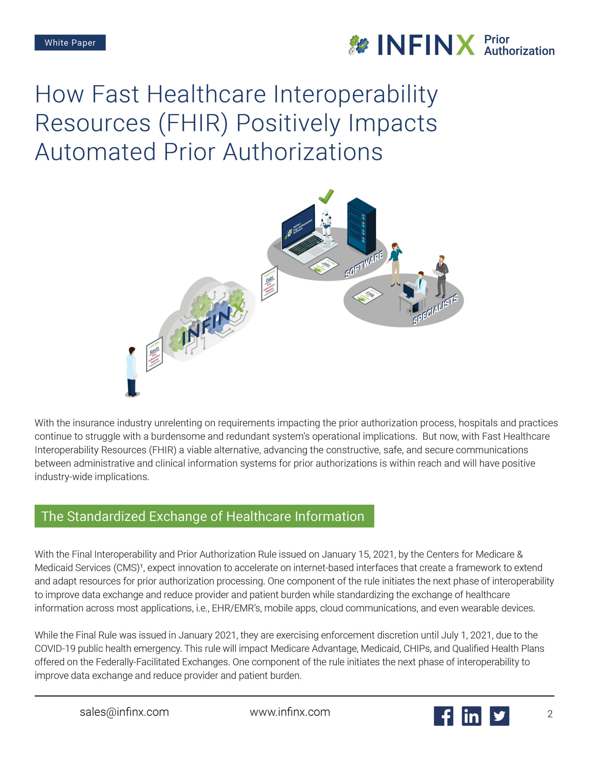 Infinx - White Paper - How Fast Healthcare Interoperability Resources (FHIR) Positively Impact Automated Prior Authorizations July202 1 2