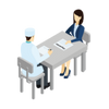 Physician & Patient at Table Icon – Infinx 122922
