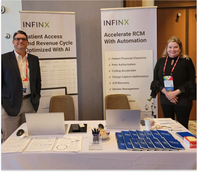 Infinx Tradeshow Event Booth Patient Access And Revenue Cycle Optimized With AI Accelerate RCM With Automation Bo Bowman