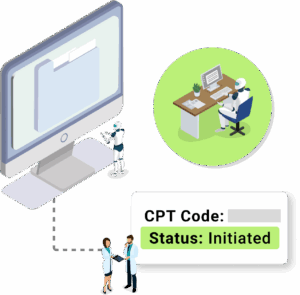 Computer showing case status initiated